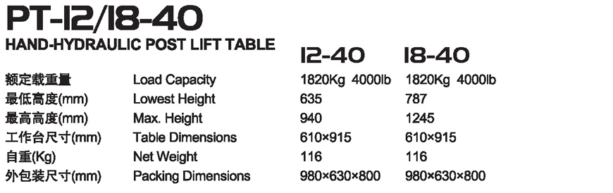 立柱平臺(tái)車 PT12/18-40